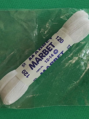 White flat shoelaces new, length 120 cm
