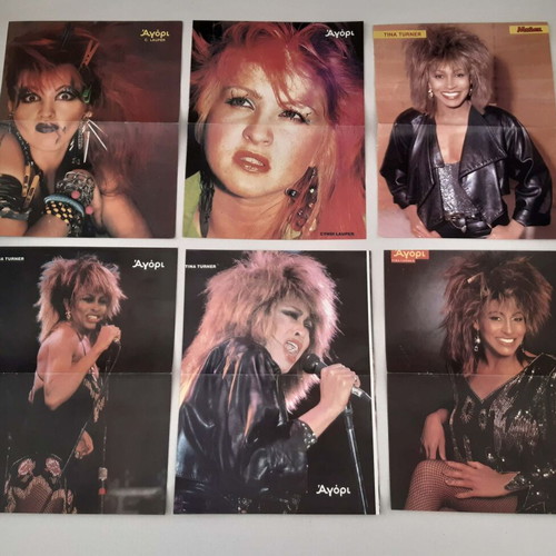 Posters used, pack of 15 with Cindy Lauper, Tina Turner, Samantha Fox