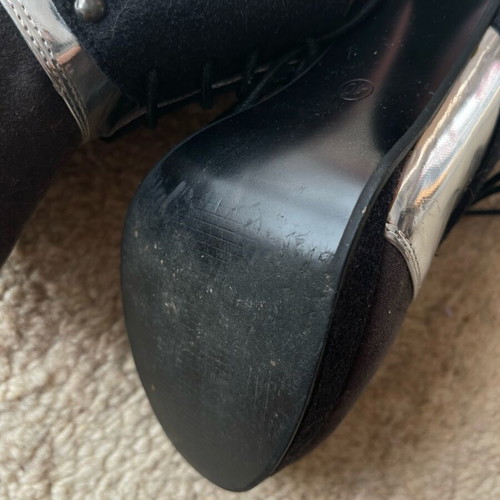 Dexim women's boots ankle boots used, black and grey suede with silver details size 40