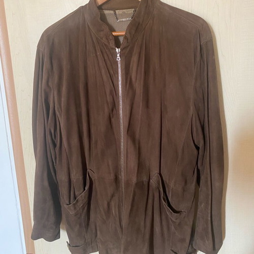 Suede leather jacket brown like new, Italian