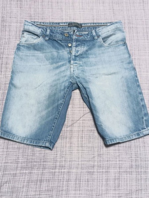 Bershka men's denim bermuda shorts used, size M, blue turquoise