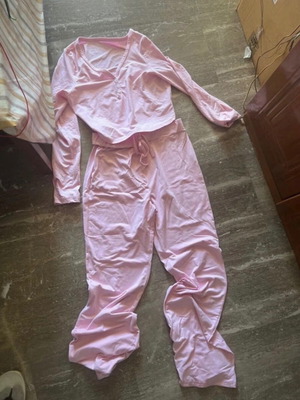 Pink elastic soft fabric tracksuit set XL used