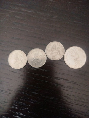 Coins used, pack of 4, British and Greek