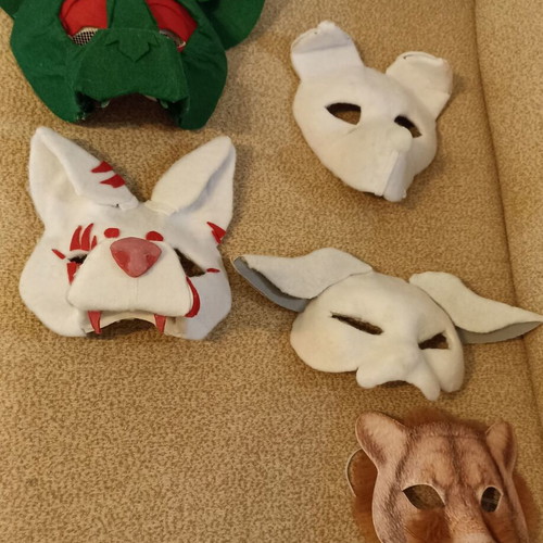 4 Therian animal cosplay masks, handmade, unfinished