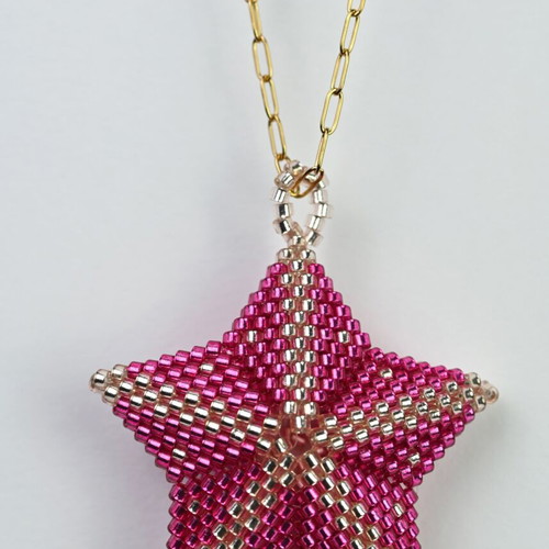 Star necklace in cyclamen and gold custom made