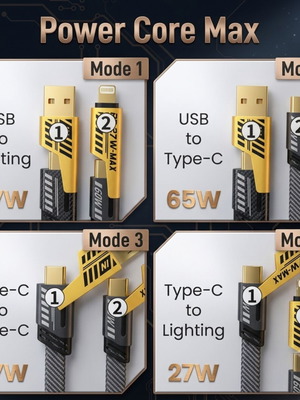 Power Core MAX 4-σε-1 καλώδιο ταχείας φόρτισης και μεταφοράς δεδομένων