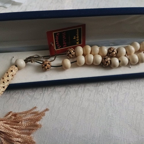 Worry beads with intricate bone beads used