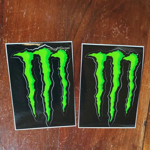 Monster original plastic stickers new, pair