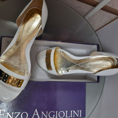 Enzo Angiolini summer shoes white and gold size 41 like new