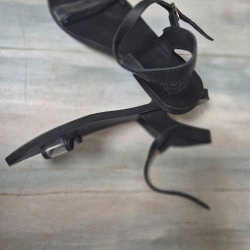 Leather black flat sandals with transparency size 40 new
