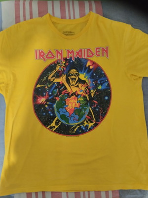 Iron Maiden T-shirt World Piece Tour, κίτρινο, XL