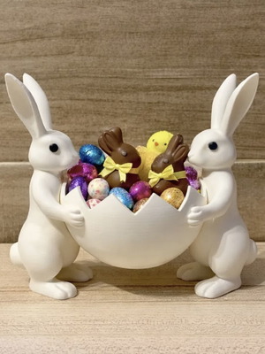 Easter decorative bunnies with egg 3D printed new