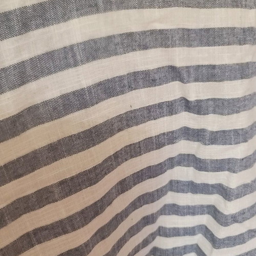 Asymmetric striped top white blue, like new, linen and cotton