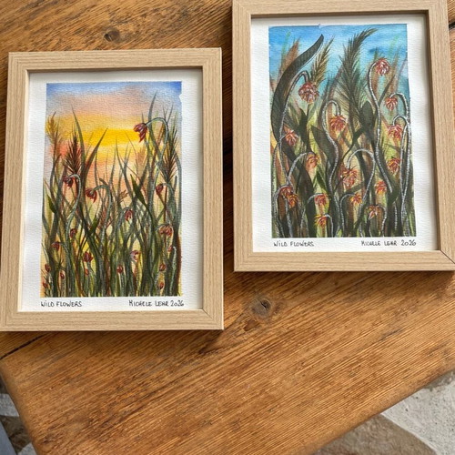 Watercolor in frame new, handmade 22x17