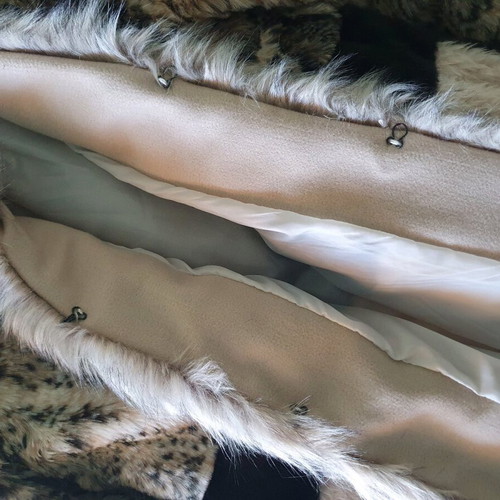Faux fur coat with leopard design new, size L