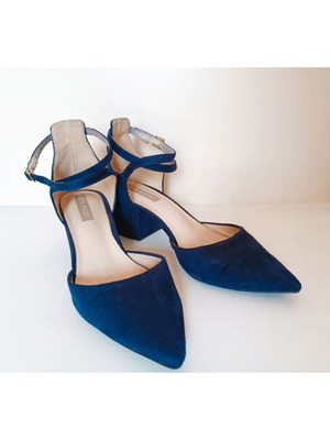 Arte Piedi suede blue pointed pumps with low block heel like new, size 37