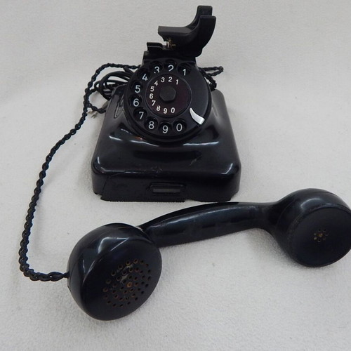 Siemens black bakelite telephone from 1950s, used