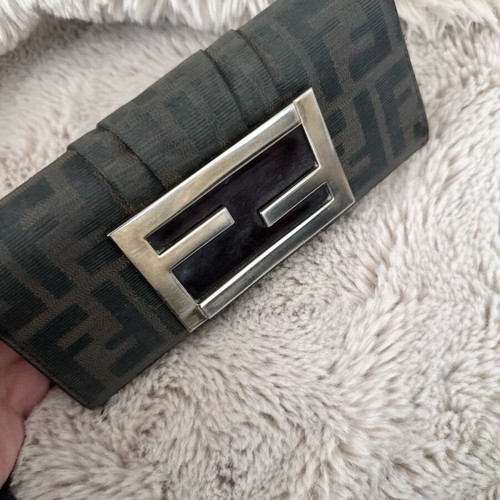 Fendi FF Zucca Monogram wallet used, vintage, black-brown