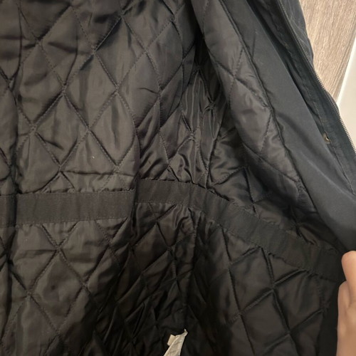 Blue women's jacket with detachable fur hood used
