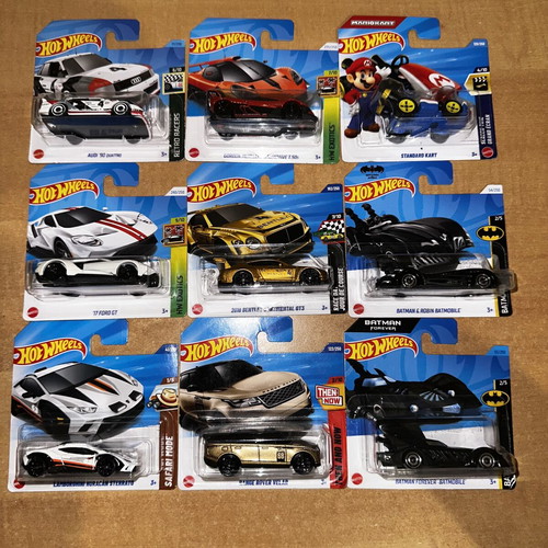 Hot Wheels toy cars, set of 9