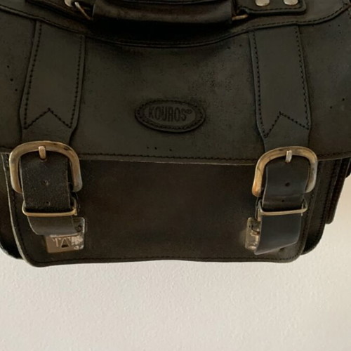 Kouros leather shoulder bag used, black