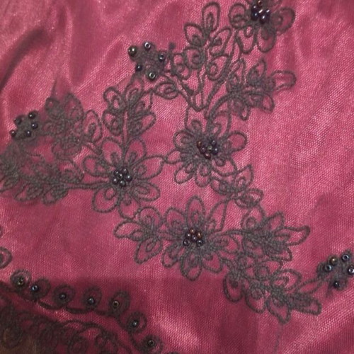 Evening dress Raxevsky satin with black tulle and embroidered lace like new