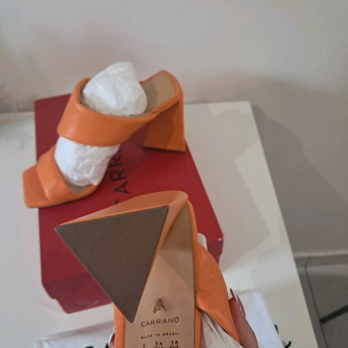 Carrano orange heeled sandals like new, size 36, 10 cm heel