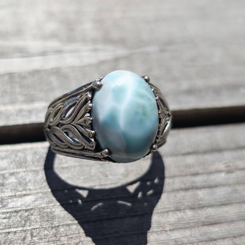 Silver ring with Larimar new, sterling 925