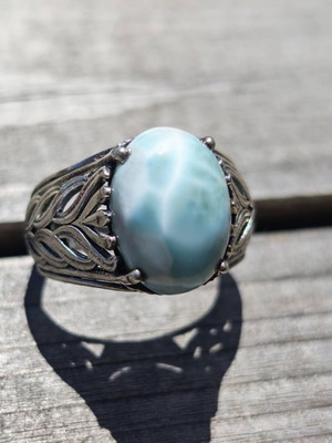 Silver ring with Larimar new, sterling 925