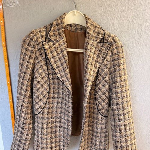 Women's tweed jacket like new, beige/brown with black details