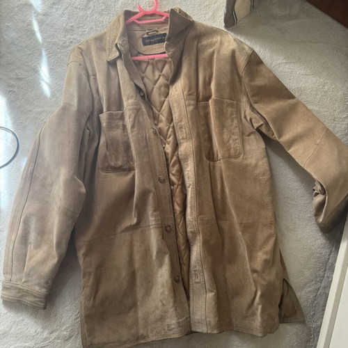 Unisex suede jacket beige with quilted lining like new