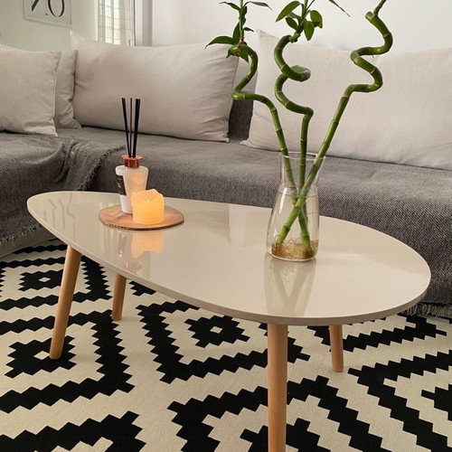 Coffee table new beige with glossy lacquer surface