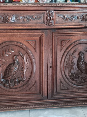 Hand-carved wooden buffet cabinet, classic style