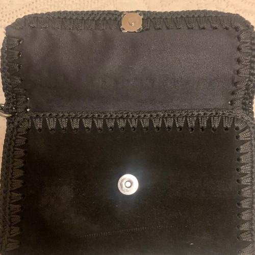 Black suede wristlet bag used