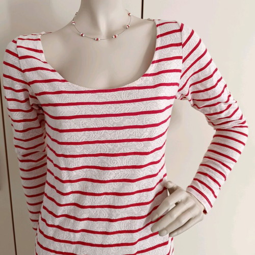 Stradivarius Spring Mini Dress With Long Sleeves In White And Red Like New