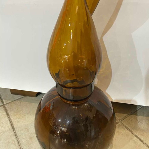 Vintage decorative floor vase made of natural glass 125cm used