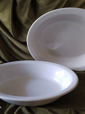 English Staffordshire antique serving platters used, set of 2