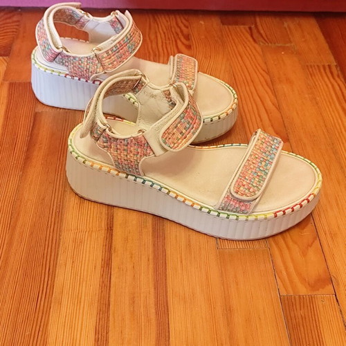 Decoro platform sandals, beige and multicolor, size 37
