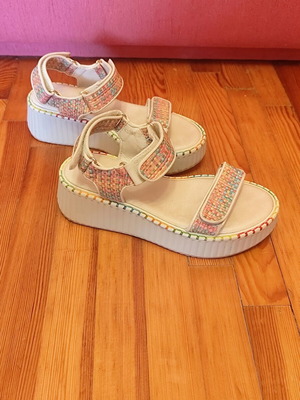 Decoro platform sandals, beige and multicolor, size 37
