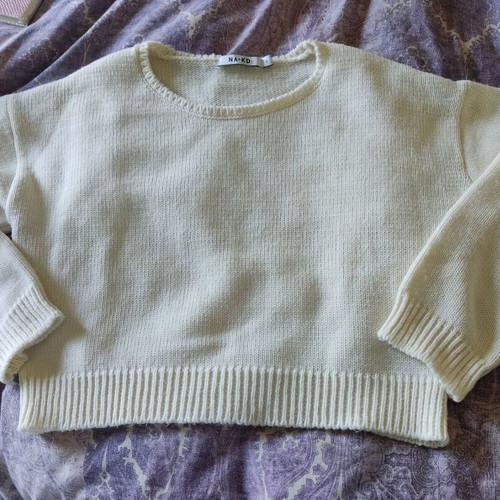 Na-Kd knitted sweater beige boxy minimal basic Small like new
