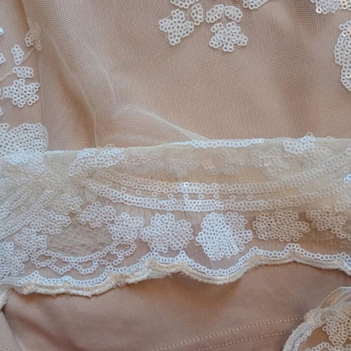 Evening wedding dress, size S, beige lace tulle