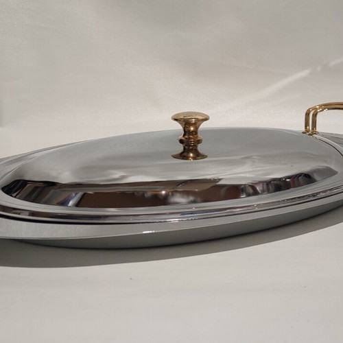 Oval Serving Dish with Lid stainless steel like new