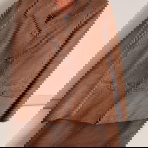 Δερμάτινο ταγέρ μεταχειρισμένο σε καφέ χρώμα, μέγεθος Small