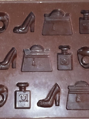 Silicone chocolate molds used, set of 2 with designs