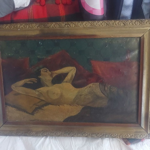 Painting used, old nude artwork with wear