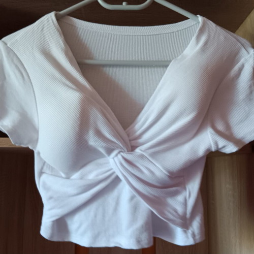 Janina denim crop top and skirt set like new, white