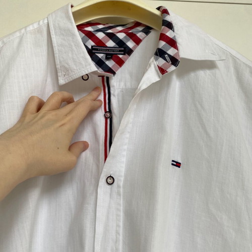 Tommy Hilfiger white men's short-sleeve shirt new, cotton