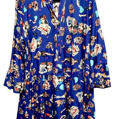 Rockabilly Print Dress One Size like new, multicolor