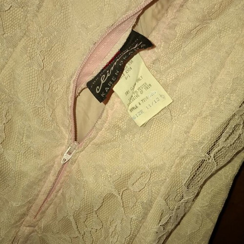Vintage Dress Karen Okada for Climax 80s muted pink lace like new