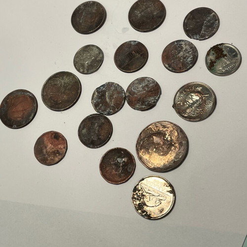 Coins used from Canada and USA, 17 pieces